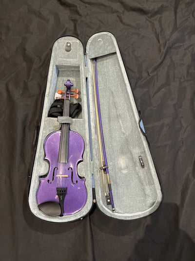 Harlequin Violin Outfit, 3/4 Size, Purple, Used - FF78