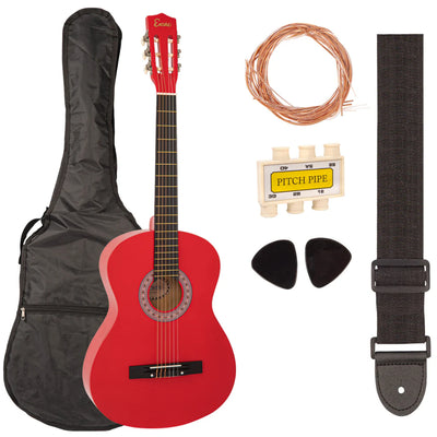 ENC44ROFT 4/4 Size Classical Guitar Pack, Red