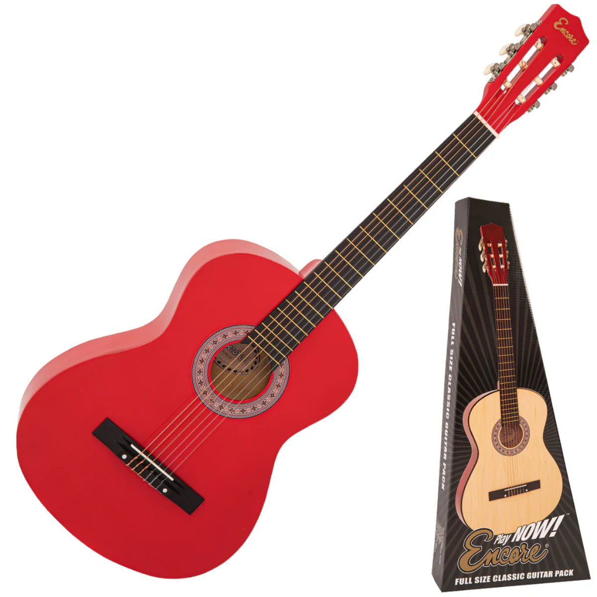 ENC44ROFT 4/4 Size Classical Guitar Pack, Red