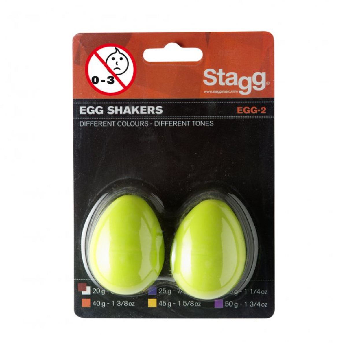 EGG-2 GR Egg Shakers x 2 - 35 Grams, Green