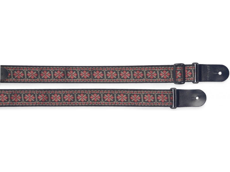 SWO-CRO RED Woven Nylon Guitar Strap, Cross, Red