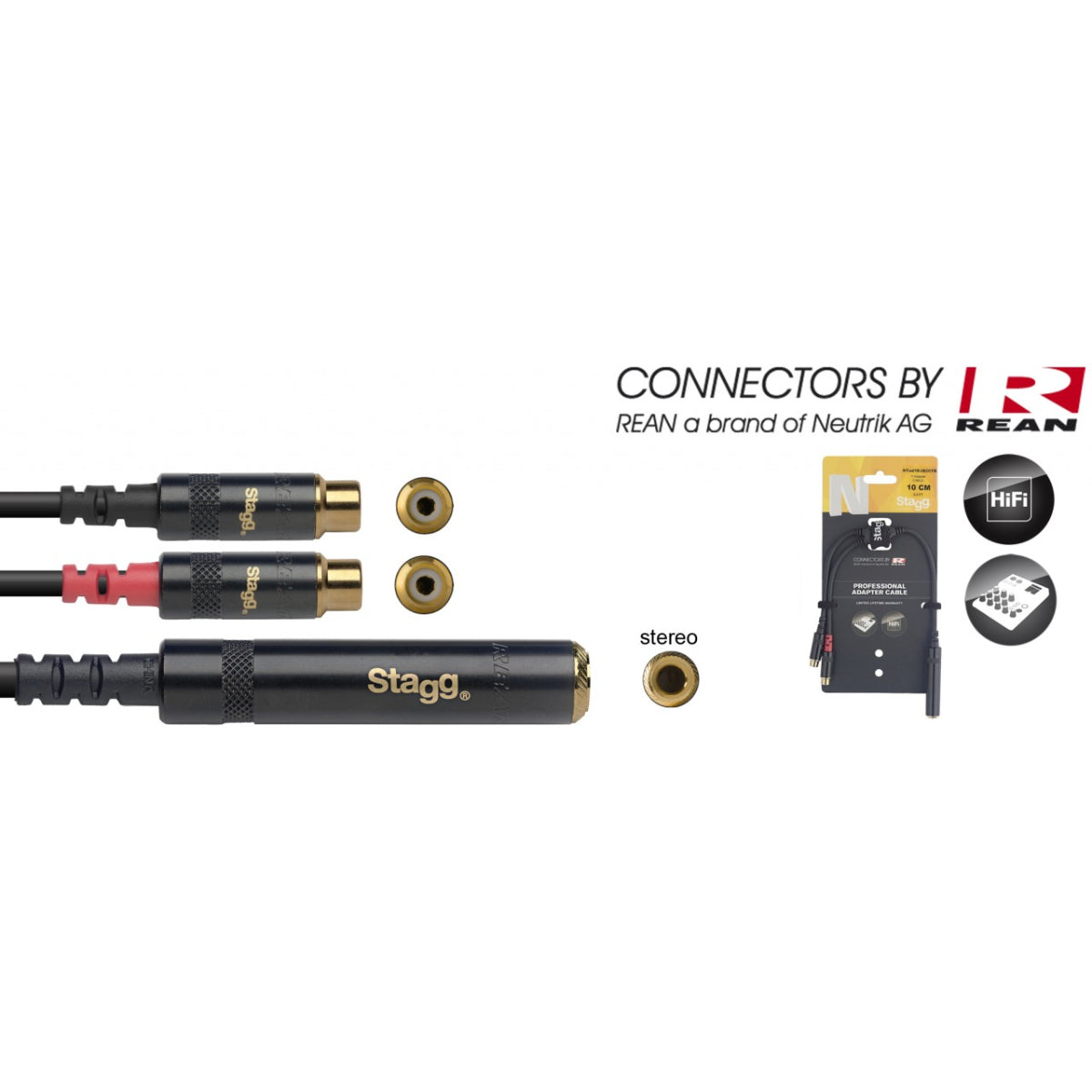 NYA010/JS2CFR - Stereo Jack Socket / 2 x RCA Female Lead