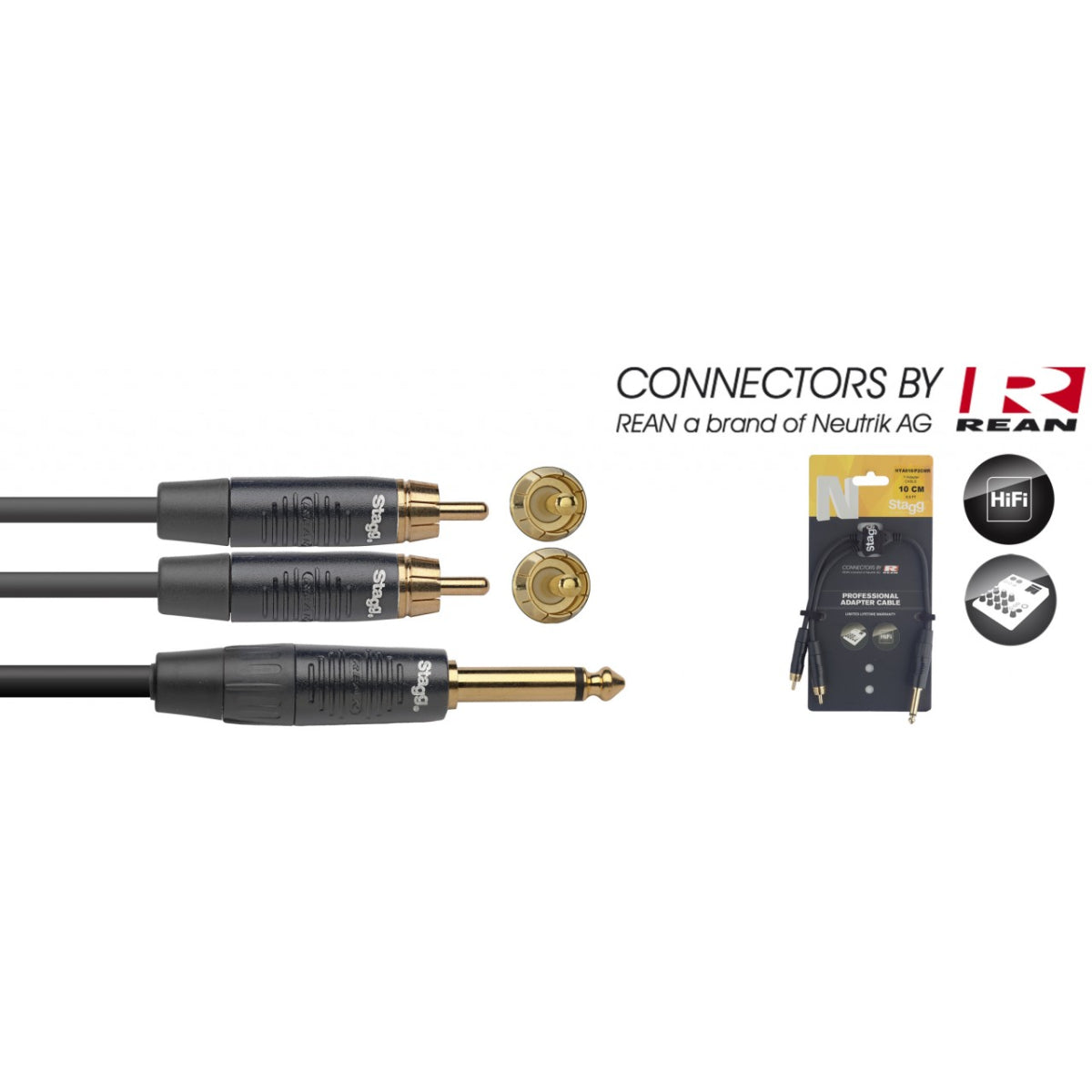 NYA010/P2CMR - Mono Jack Plug / 2 x RCA Male Lead