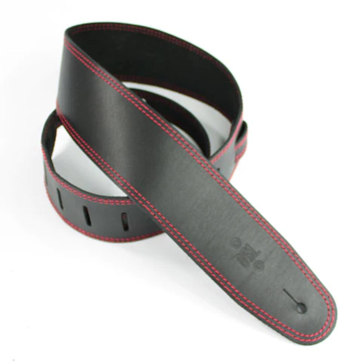 SGE25-15-6 2.5" Leather Strap, Black With Red Stitching